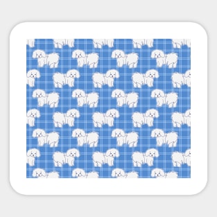 Bichon Blue Plaid Pattern Sticker